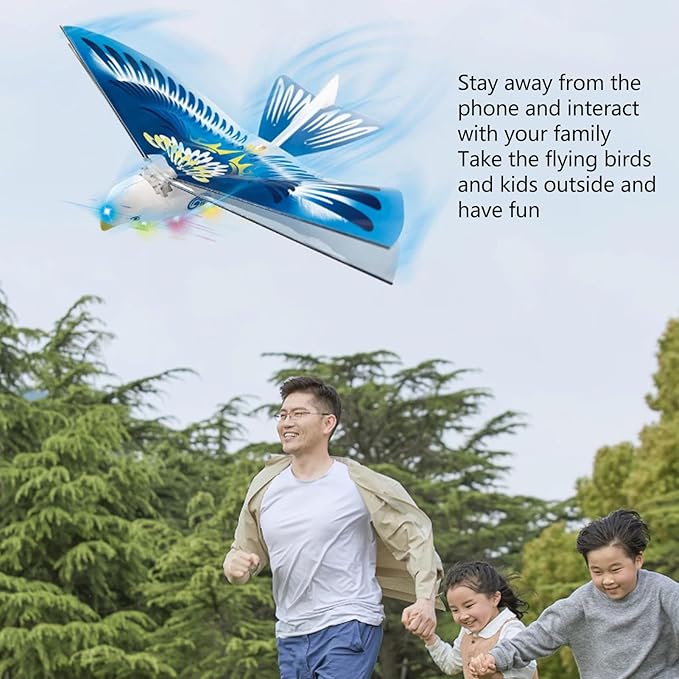 KKF, Electric Rechargeable Flying Space Bird Toy with Realistic Flapping Wings, USB Powered Ornithopter