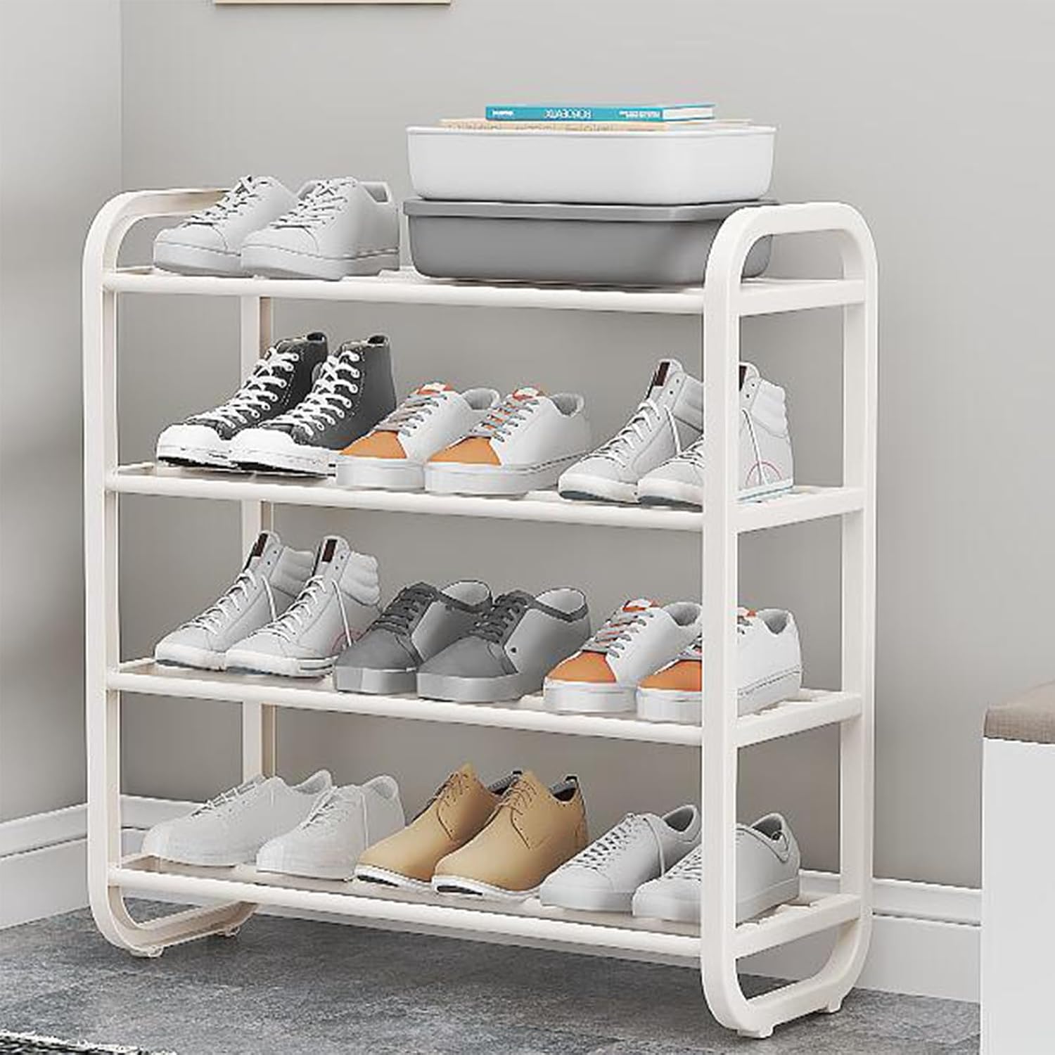 4-Tier Shoe Rack, Free-Standing Portable Shoe Organizer