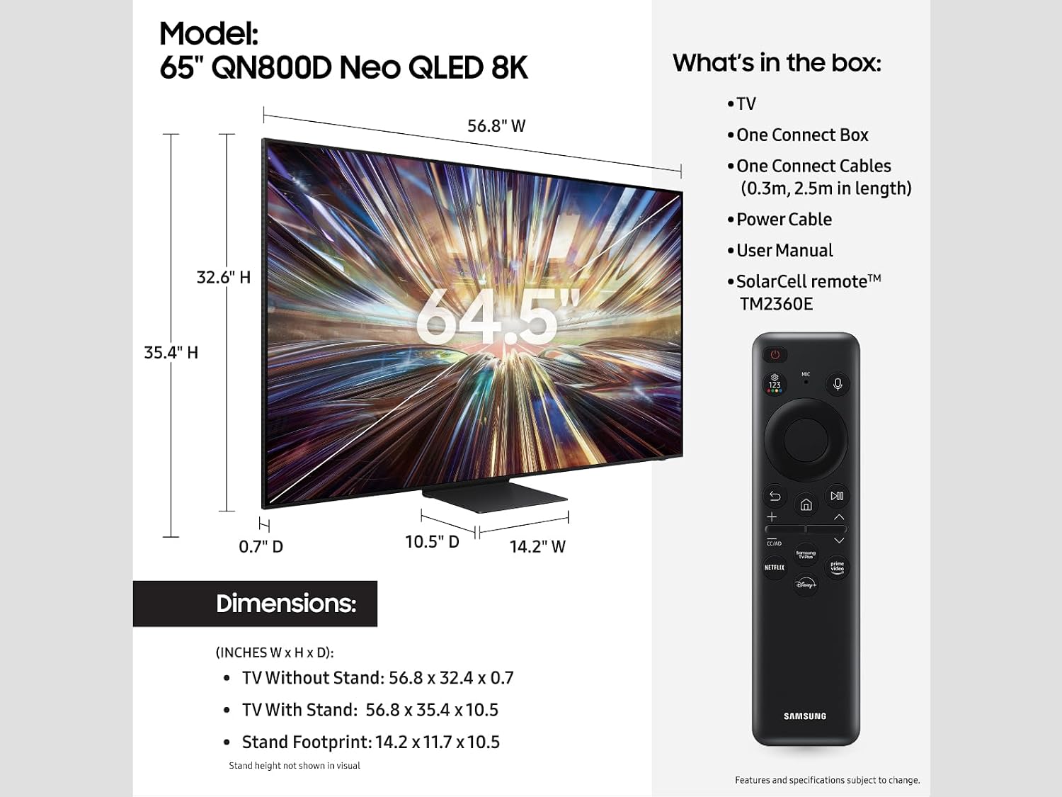 تلفزيون سامسونج 65 بوصة فئة QLED 8K سلسلة QN800D - مفتوح العلبة (ضمان 14 يوماً)
