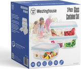 Westinghouse, 3-Piece Glass Food Storage Container Set - Airtight Lids - 1050ml Each