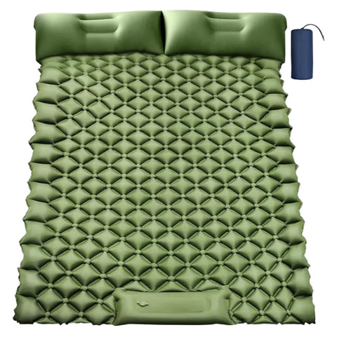 Double Inflatable Camping Air Mattress with Built-In Foot Pump & Dual Pillows – 200 × 120 cm