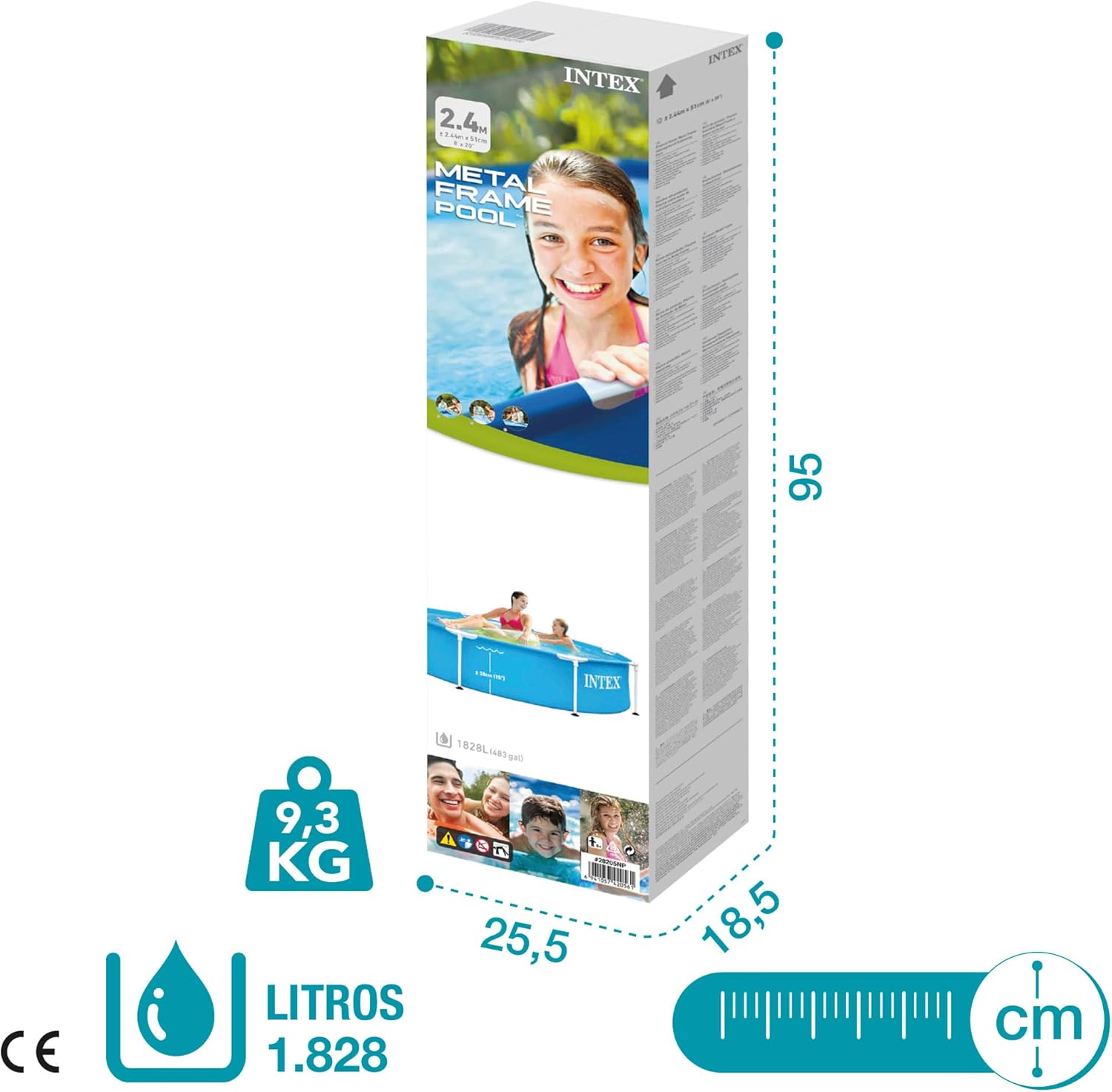 INTEX 28205 Swimming Pool Metal Frame, 244 X 51 Cm, Blue