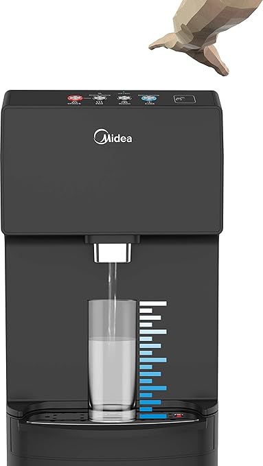 Midea Water Dispenser, Front-Standing/Bottle-Loading, Touchless, Hot & Cold, Black