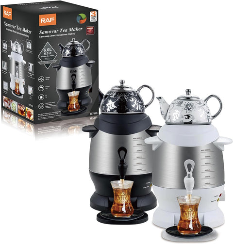 Electric 360° Samovar Tea Maker With Ceramic Pot - Stainless Steel - 1350 W - Black