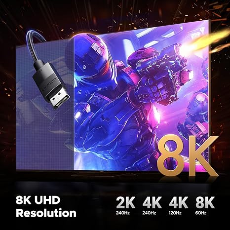 UGREEN HDMI 8K Cable Male to Male Aluminum Alloy Shell Braided Black 2m HD140