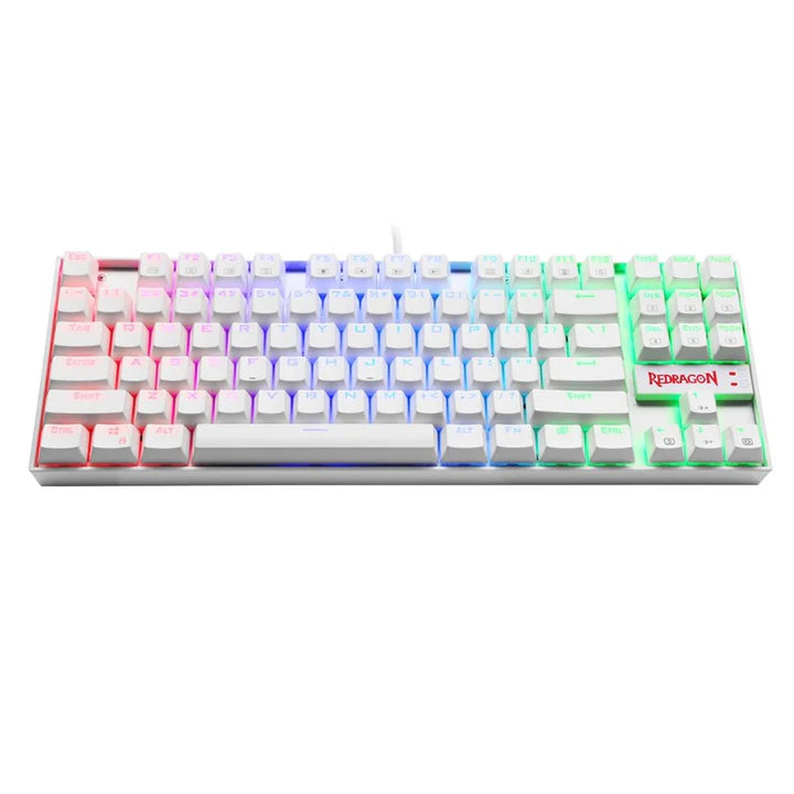 ريدراجون K552W، لوحة مفاتيح ميكانيكية صغيرة للألعاب، RGB – سلكية (مفاتيح زرقاء) – أبيض