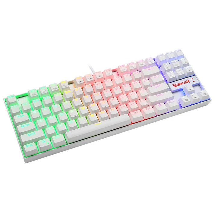 ريدراجون K552W، لوحة مفاتيح ميكانيكية صغيرة للألعاب، RGB – سلكية (مفاتيح زرقاء) – أبيض