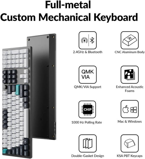 Keychron, Q6 Max QMK/VIA Wireless Custom Mechanical Keyboard - Carbon Black (English/Arabic Layout)
