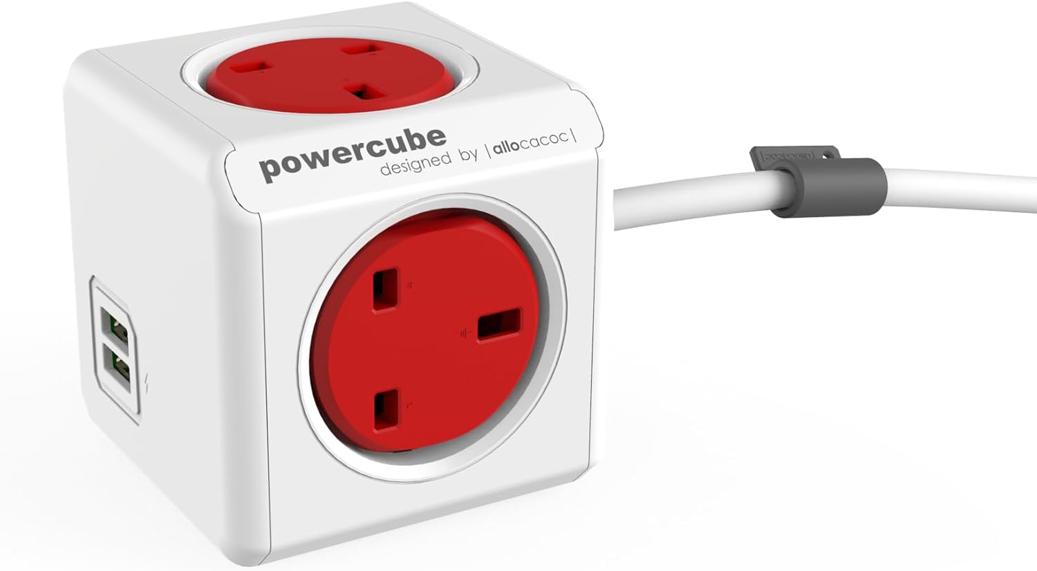 PowerCube Extended UK 1.5m – 5-Socket Compact Power Extension Cube