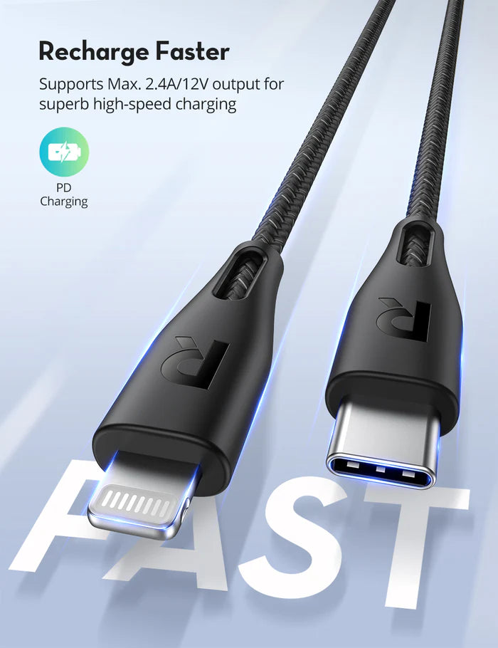 كابل RAVPower RP-CB1018 Type-C إلى Lightning بطول 2 متر - أسود 