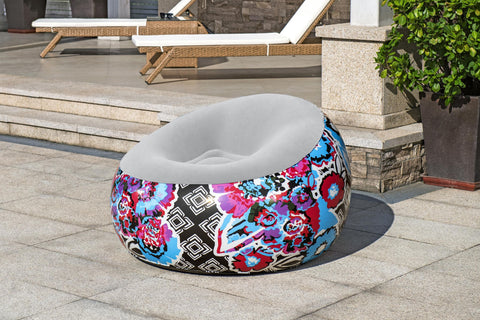 بست واي كرسي هوائي إنفليت-أ-تشير بتصميم زهري، مقاس 1.12m × 1.12m × 66cm، مع رقعة إصلاح
