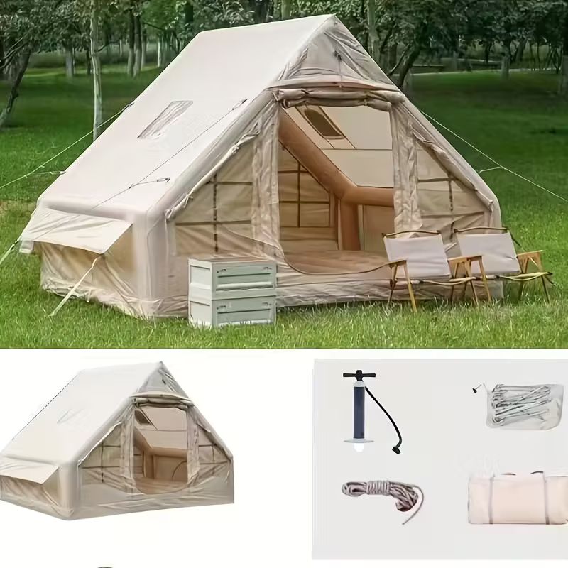 Inflatable Waterproof Family Camping Tent with Manual Air Pump – 6–8 Persons