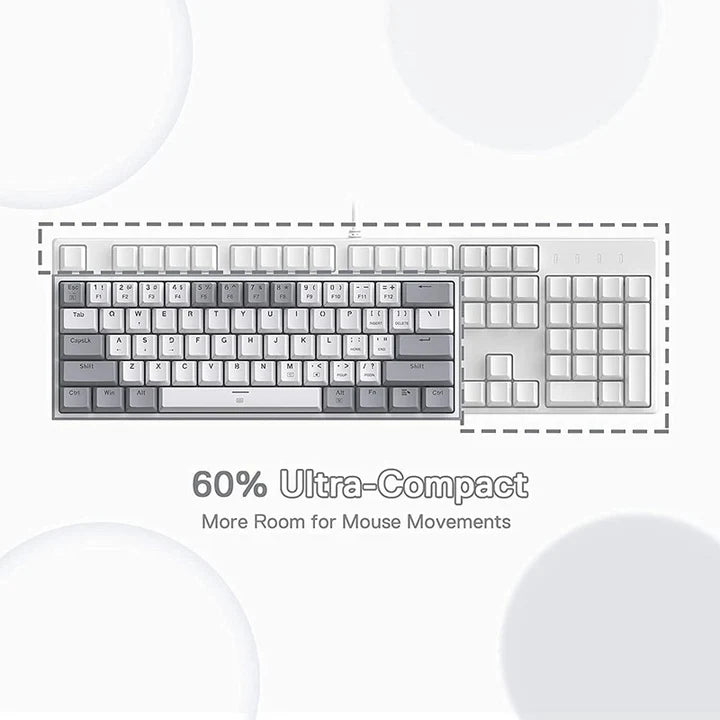 Redragon K617, Fizz 60% Wired RGB Mechanical Gaming Keyboard - White/Grey