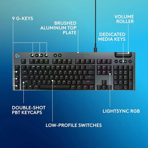 Logitech G915, X Wired Low Profile Mechanical Gaming Keyboard (Tactile Switch) - Black (US Layout)