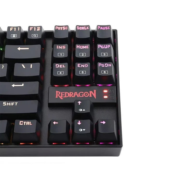 ريدراجون K552، KUMARA RGB لوحة مفاتيح ميكانيكية سلكية TKL للألعاب (مفاتيح زرقاء) - أسود