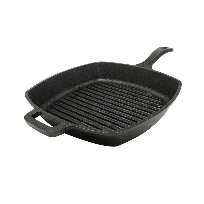 Westinghouse 10.5-Inch Pre-Seasoned Cast Iron Square Grill Pan – Black