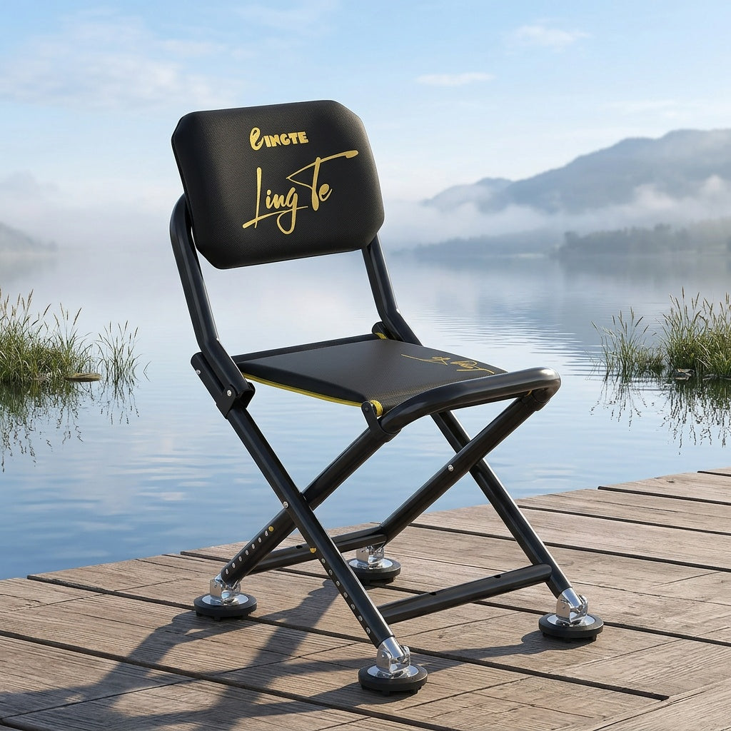 LingTe Adjustable Folding Fishing Chair with Padded Backrest & Carry Bag