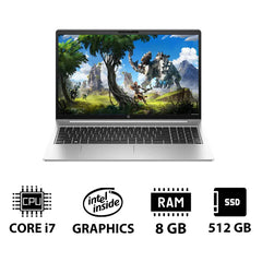 HP ProBook 450 G10 - 15.6 بوصة FHD / i7 / 8 جيجابايت / 512 جيجابايت (NVMe M.2 SSD) / DOS (بدون نظام تشغيل) / سنة واحدة - كمبيوتر محمول