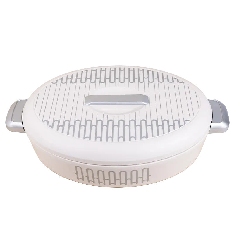 White Oval Server Arches Hot Pot - 2.8L - Silver Handles
