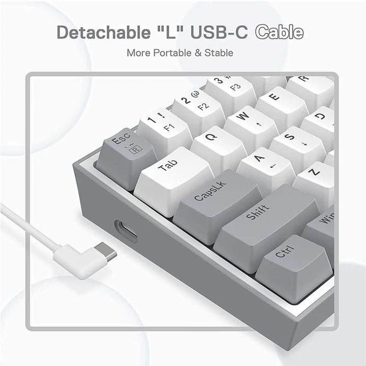 Redragon K617, Fizz 60% Wired RGB Mechanical Gaming Keyboard - White/Grey