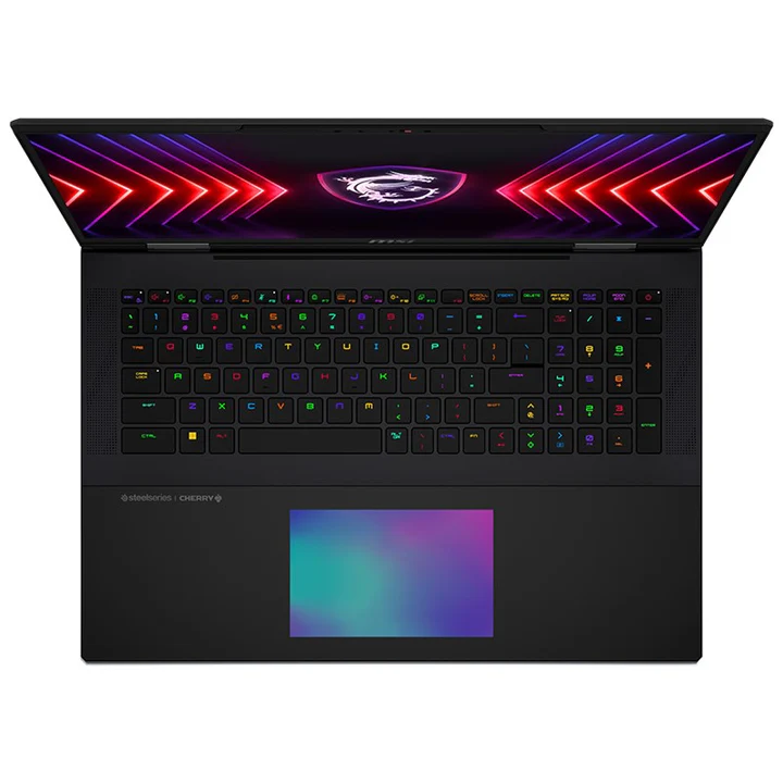 كمبيوتر محمول للألعاب MSI Titan 18 HX A14VIG مقاس 18 بوصة UHD+، 120 هرتز، وحدة معالجة مركزية i9-14900HX، GeForce RTX 4090 16 جيجابايت، ذاكرة وصول عشوائي 128 جيجابايت DDR5