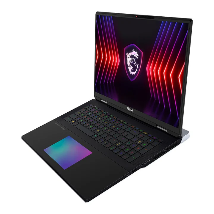 كمبيوتر محمول للألعاب MSI Titan 18 HX A14VIG مقاس 18 بوصة UHD+، 120 هرتز، وحدة معالجة مركزية i9-14900HX، GeForce RTX 4090 16 جيجابايت، ذاكرة وصول عشوائي 128 جيجابايت DDR5