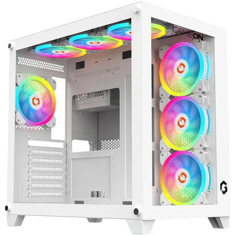 GAMEON Emperor Artic Series Mid Tower Gaming Case - White (7 ARGB Fans Included)