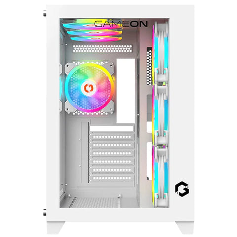 GAMEON Emperor Artic Series Mid Tower Gaming Case - White (7 ARGB Fans Included)