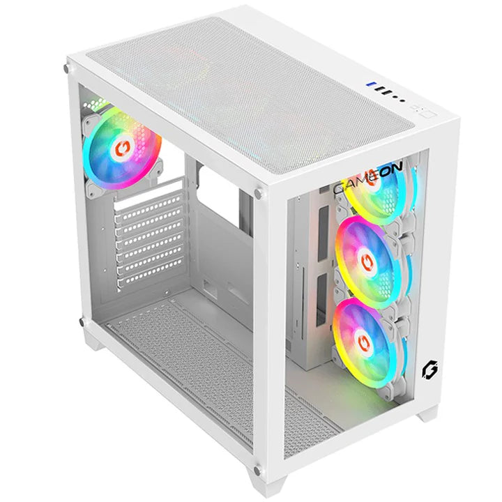 GAMEON Emperor Artic Series Mid Tower Gaming Case - White (7 ARGB Fans Included)