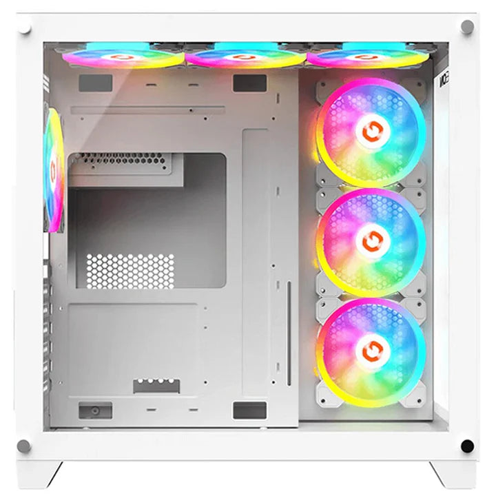 GAMEON Emperor Artic Series Mid Tower Gaming Case - White (7 ARGB Fans Included)