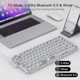 ريدراجون K649، ELF PRO لوحة مفاتيح ميكانيكية 78% ثلاثية الأوضاع مع إضاءة RGB – شفافة