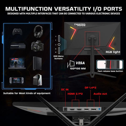 Twisted Minds 24 FHD IPS 280HZ HDMI 2.1 Gaming Monitor - Black