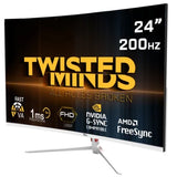 شاشة ألعاب Twisted Minds المنحنية مقاس 23.6 بوصة FHD VA 200Hz 1ms باللون الأبيض