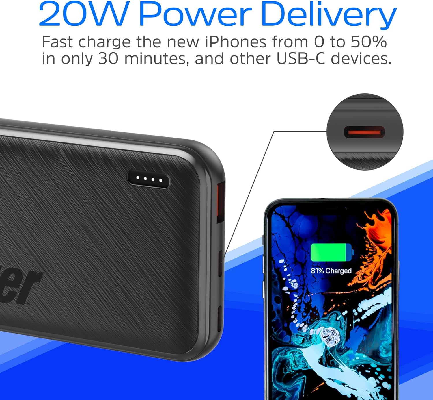 Energizer UE10055PQ_BK, 10000mAh Power Bank , Black