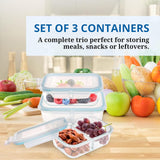 Westinghouse, 3-Piece Glass Food Storage Container Set - Airtight Lids - 1050ml Each