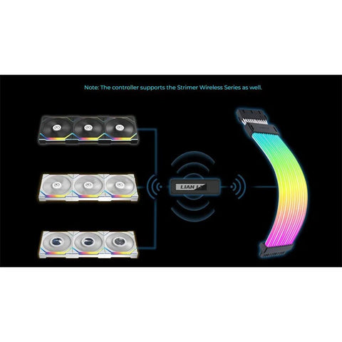 LIAN LI, UNI FAN SL Wireless LCD Reverse Blade 120mm ARGB Case Fans with 1.6” LCD Screen (3 Pack) - White