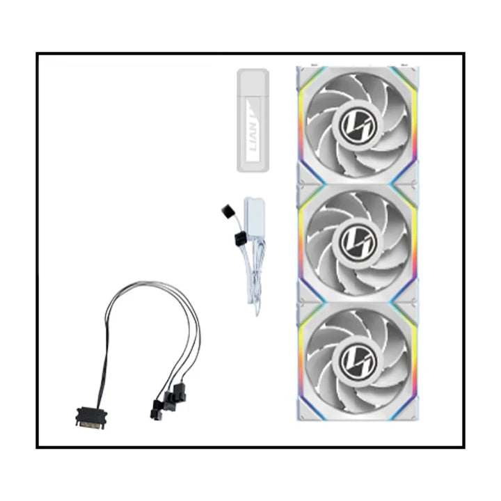 LIAN LI, UNI FAN SL Wireless LCD Reverse Blade 120mm ARGB Case Fans with 1.6” LCD Screen (3 Pack) - White