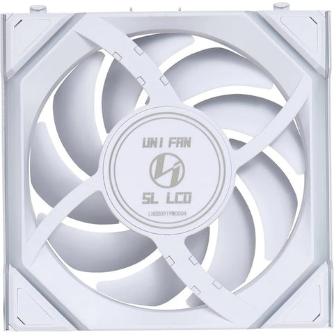 LIAN LI, UNI FAN SL Wireless LCD Reverse Blade 120mm ARGB Case Fans with 1.6” LCD Screen (3 Pack) - White