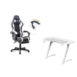 Gamax Bundles: Gaming Chair Model 1-LT001L + TD-03 Carbon Fiber Gaming Table (White)