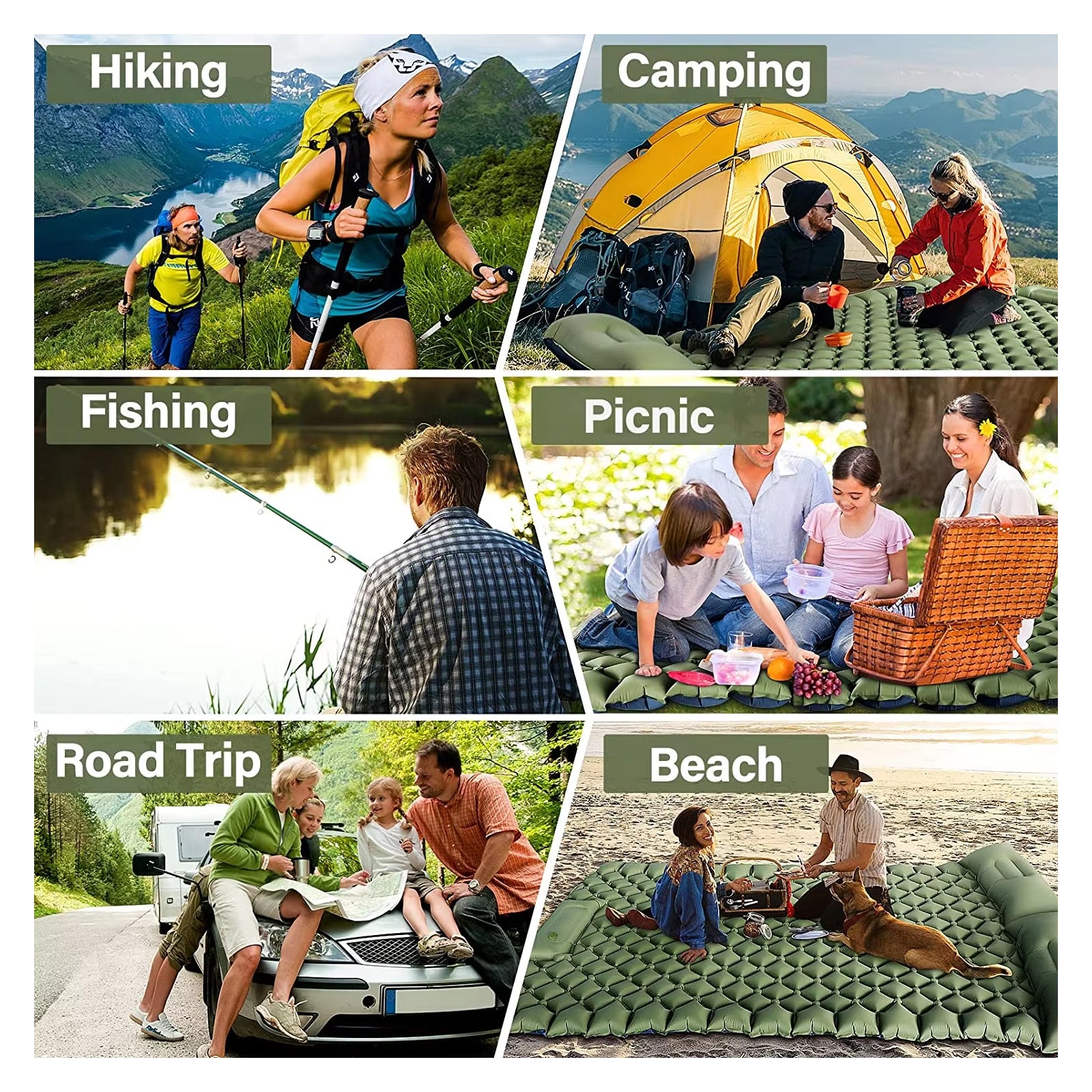 Double Inflatable Camping Air Mattress with Built-In Foot Pump & Dual Pillows – 200 × 120 cm