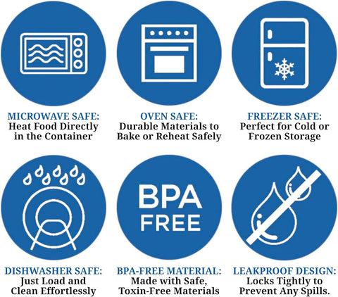 Westinghouse, 6-Piece Glass Food Storage Container Set - Airtight Lids - 320ml to 1520ml