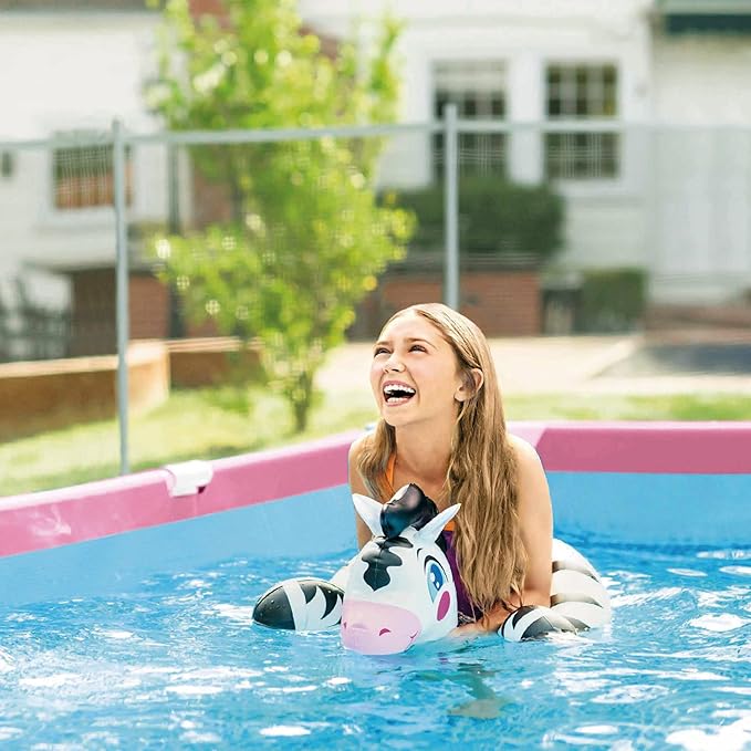 INTEX 2.2m x 1.5M x 60cm Pink Rectangular Frame Pool, Set-up Size: 2.20m x 1.50m x 60cm (28266NP)