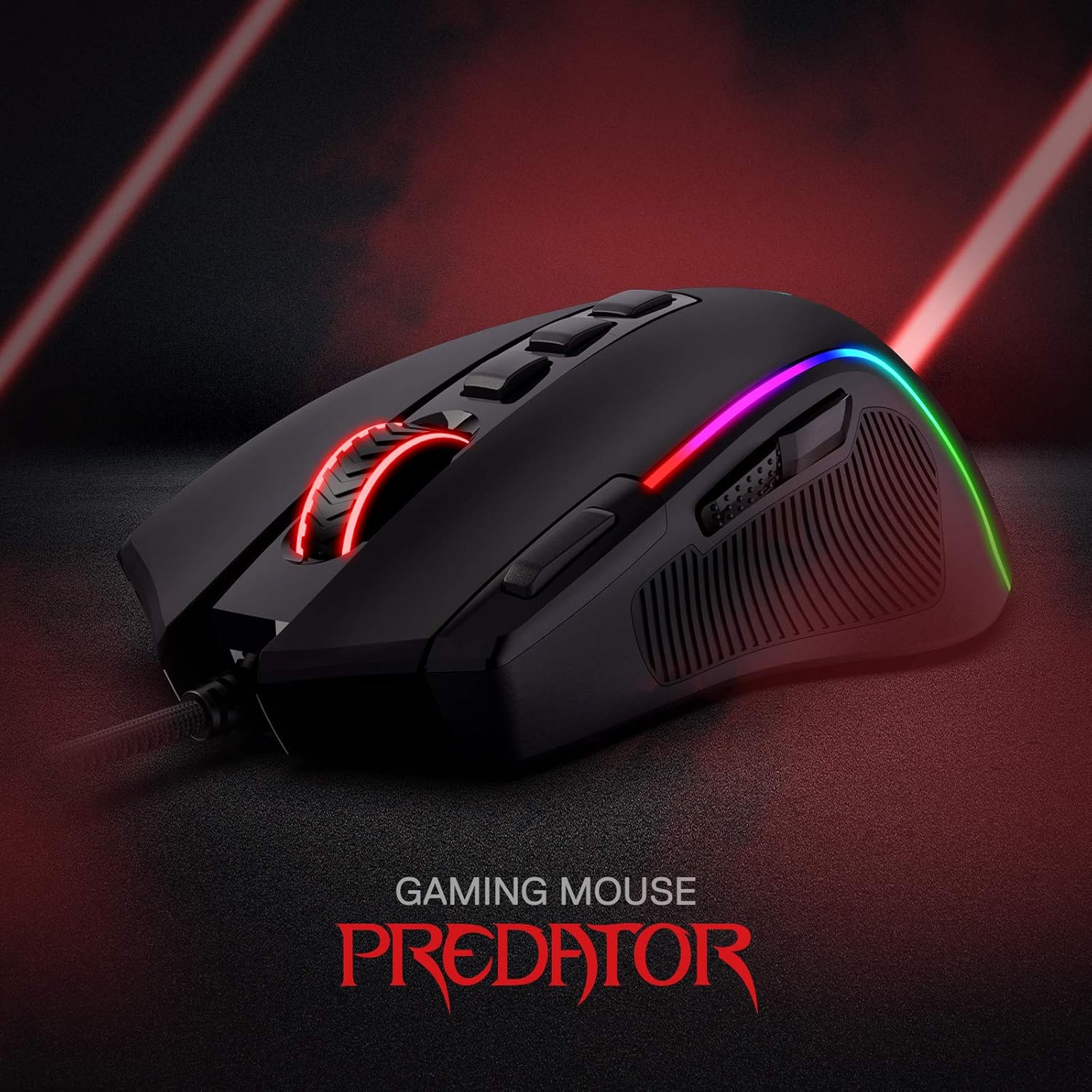 ريدراجون M612، فأرة ألعاب Predator سلكية بصرية RGB بدقة 8000 DPI – أسود