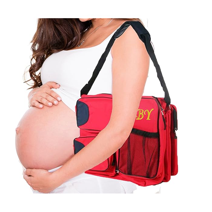 Portable 3-in-1 Baby Essentials Bag, Travel Bed & Changing Station Red