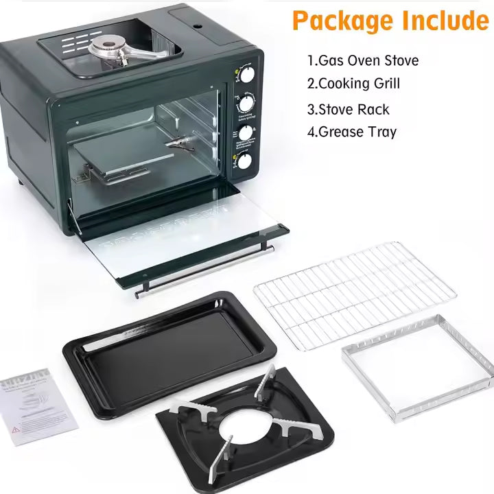 Portable 2-in-1 Butane Gas Camping Oven & Stove – 25 L, 2.1 kW