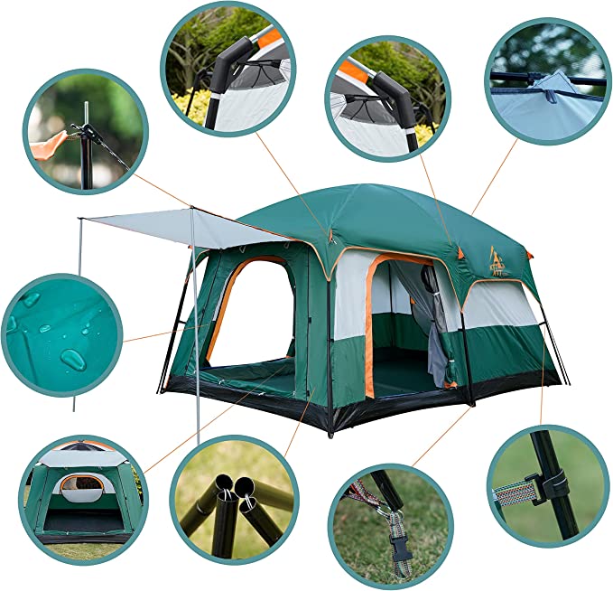 Foldable Family Camping Tent with Carry Bag – 8–10 Persons