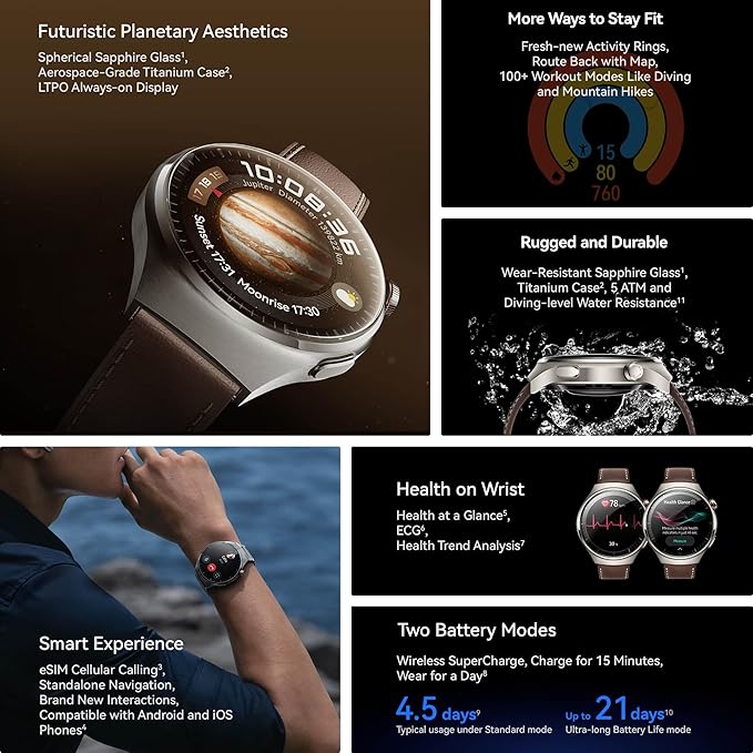 Huawei Watch 4 Pro, Titanium body, Titanium Strap, MEDES-L19M - Silver 4.2reviews