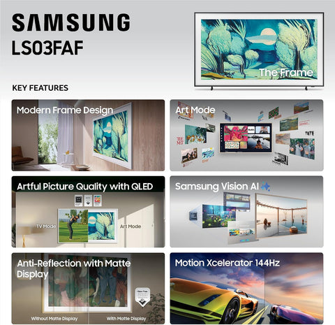 تلفزيون سامسونج الذكي The Frame LS03F مقاس 65 بوصة 4K QLED - مفتوح الصندوق (ضمان 14 يومًا)