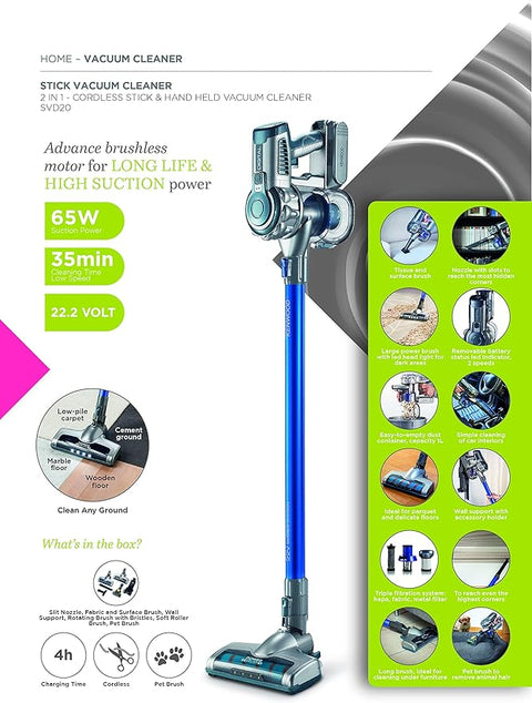 Kenwood Vacuum Cleaner Cordless Grey/Blue - SVD20.000BL