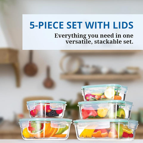Westinghouse, 5-Piece Glass Food Storage Container Set - 320 to 1050ml